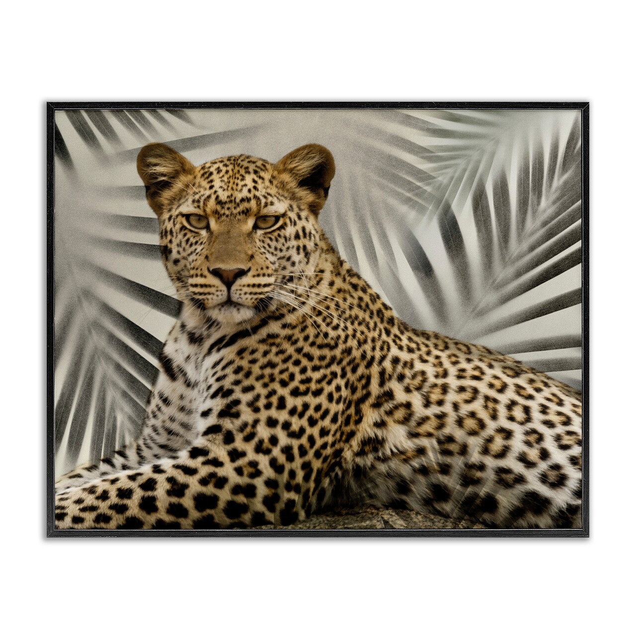 Stupell Industries Leopard with Palm Fronds Framed Giclee Art